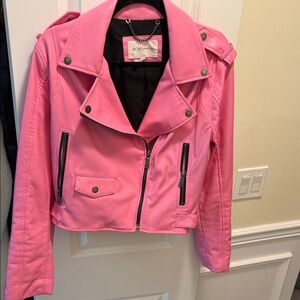 BCBGeneration Vibrant Pink Leather Jacket